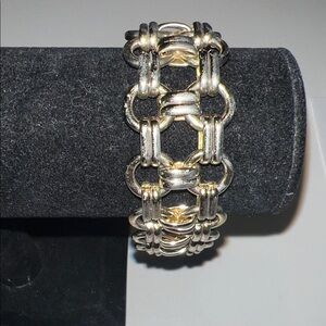 Elegant Silver and Gold tone Women's Adjustable Bracelet